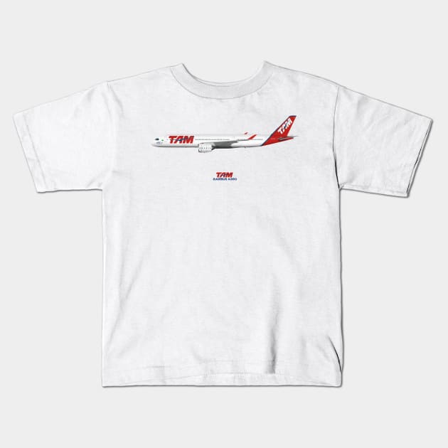 Illustration of TAM Airbus A350 Kids T-Shirt by SteveHClark